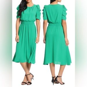 Puff Shoulder Fit & Flare Dress
